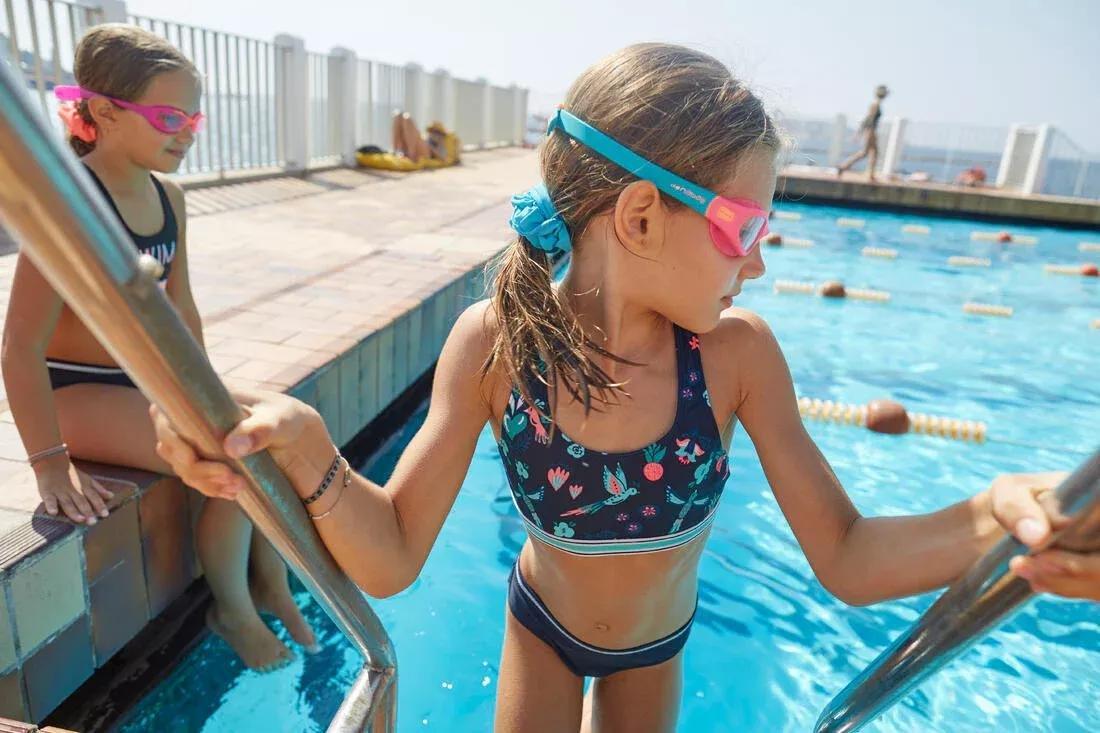 Girls' Swimming Hair Scrunchie, Fluo Peach, No Color, large image number 4