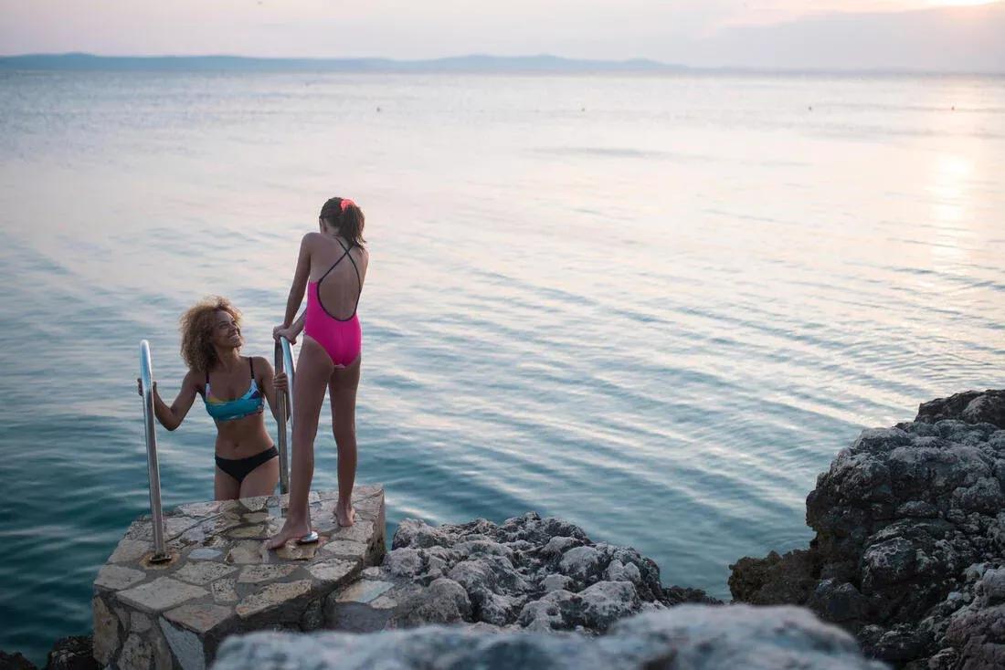 Girls' Swimming Hair Scrunchie, Fluo Peach, No Color, large image number 8