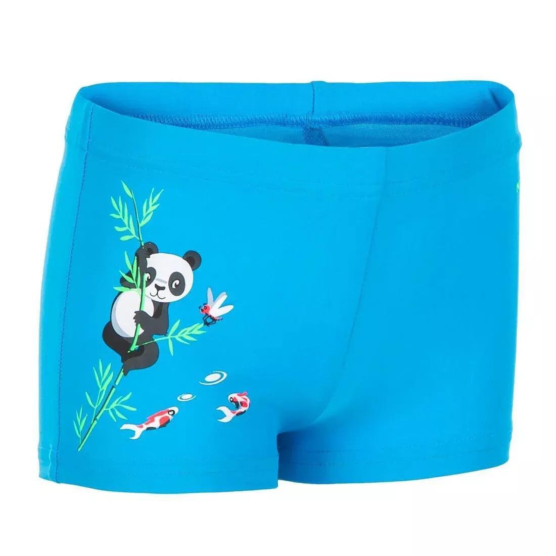 Kids Boys Boxer-Style Swim Shorts, Blue, No Color, medium
