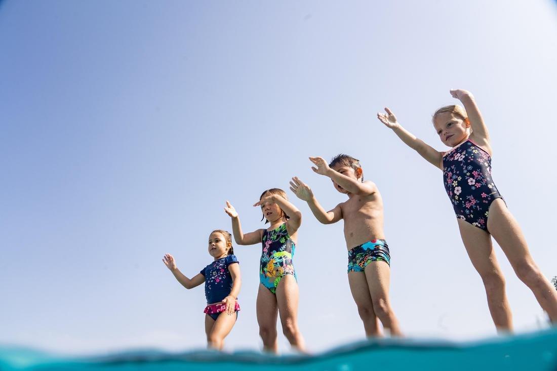 Kids Girls One-Piece Briefs Swimsuit Bottoms Print, Navy, No Color, large image number 2