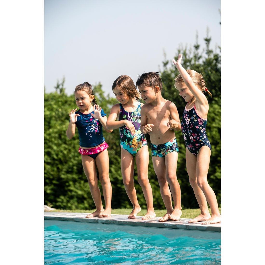 Kids Girls One-Piece Briefs Swimsuit Bottoms Print, Navy, No Color, large image number 9