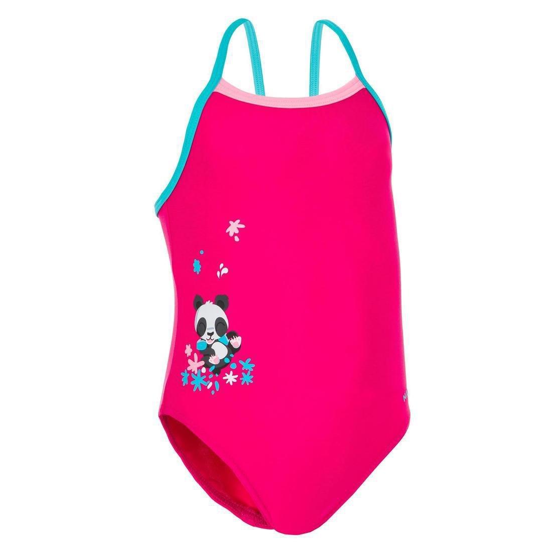 BabyGirls'  One-Piece Swimsuit - Dark With Flower Print, Pink, No Color, large image number 0