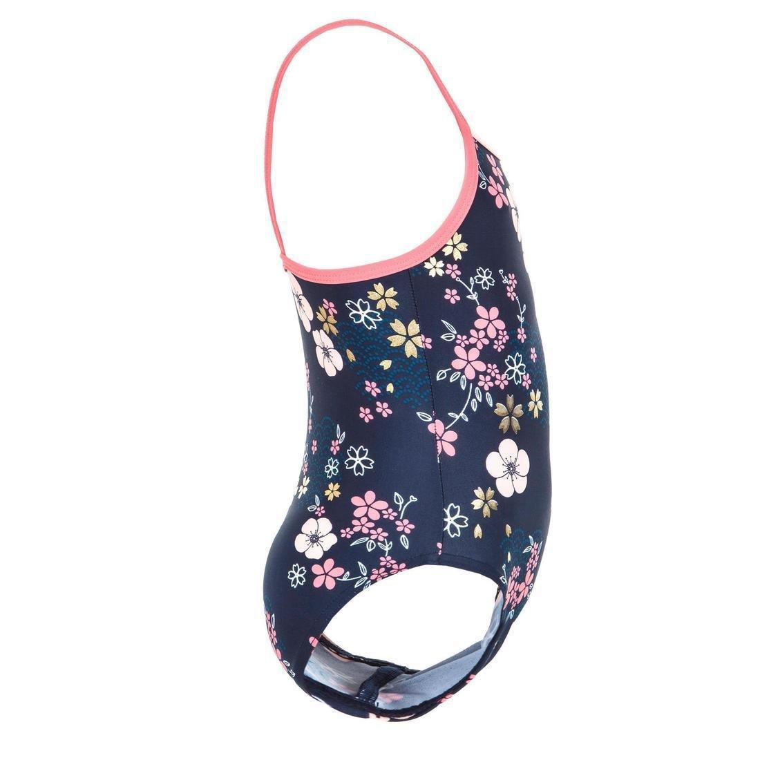 BabyGirls'  One-Piece Swimsuit - Dark With Flower Print, Pink, No Color, large image number 6