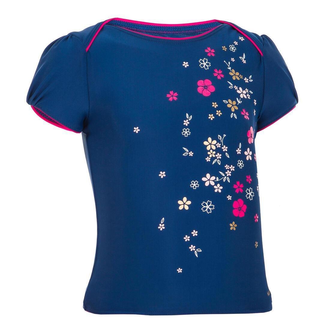 GREEN Baby Girl's Tankini Swimsuit Top - Dark Blue Flower Print, , large image number 0