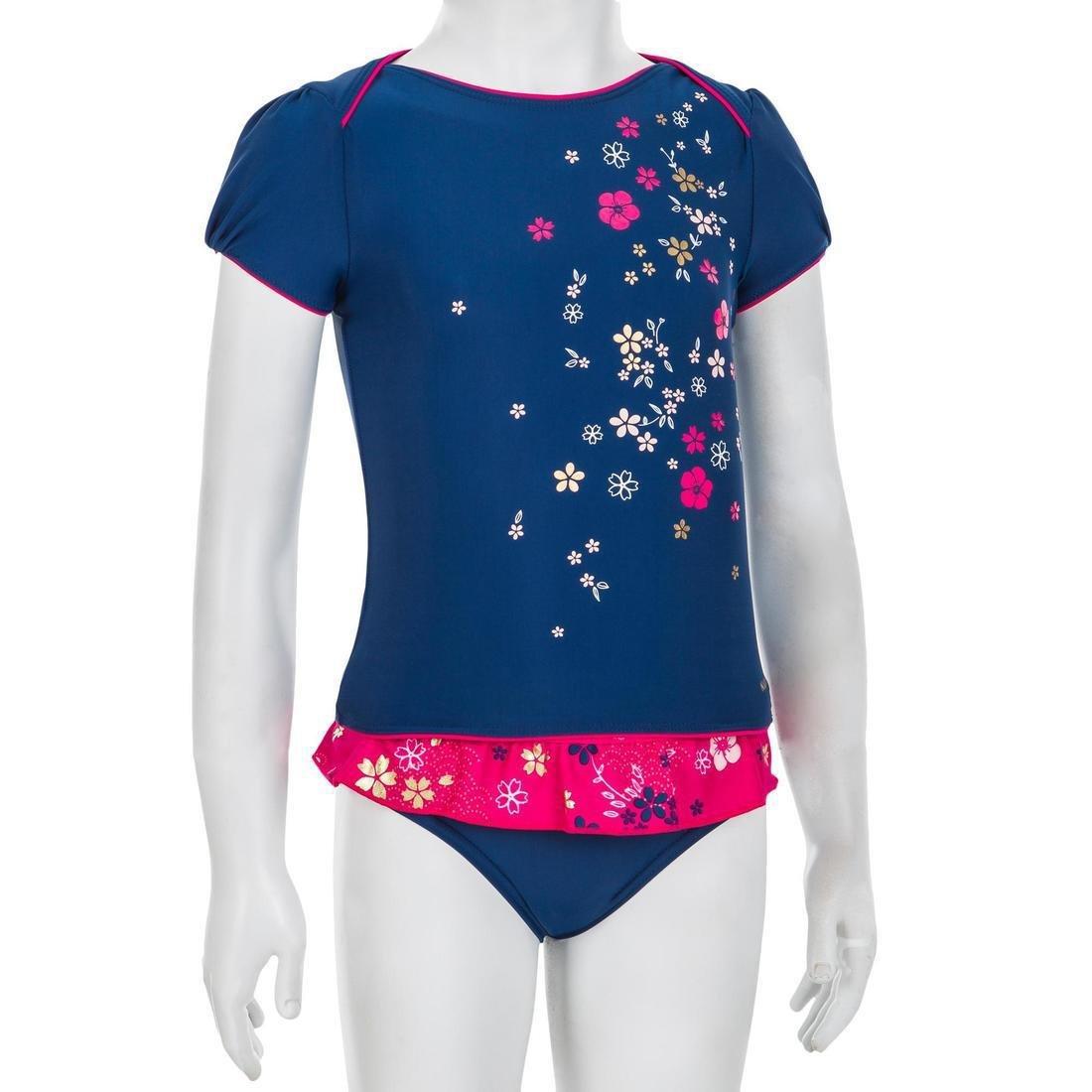 GREEN Baby Girl's Tankini Swimsuit Top - Dark Blue Flower Print, , large image number 3
