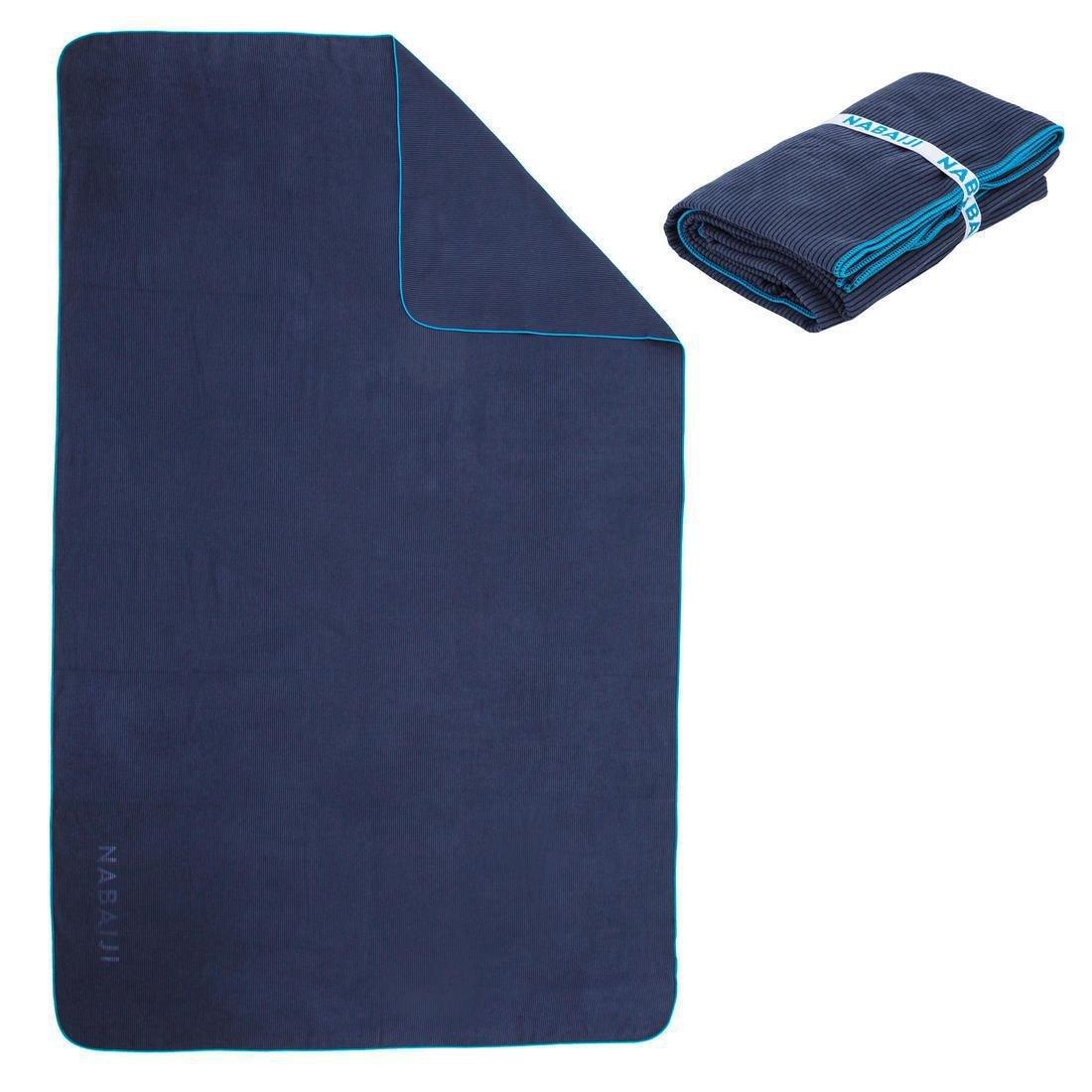 Microfibre Striped Towel, Navy Blue, No Color, large image number 6