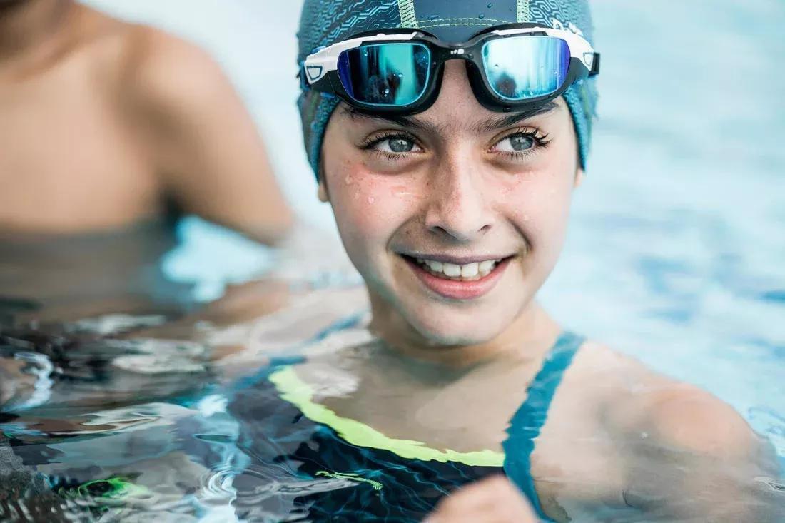 NABAIJI - Silicone Mesh Swim Cap Print Wozboy, Petrol Blue