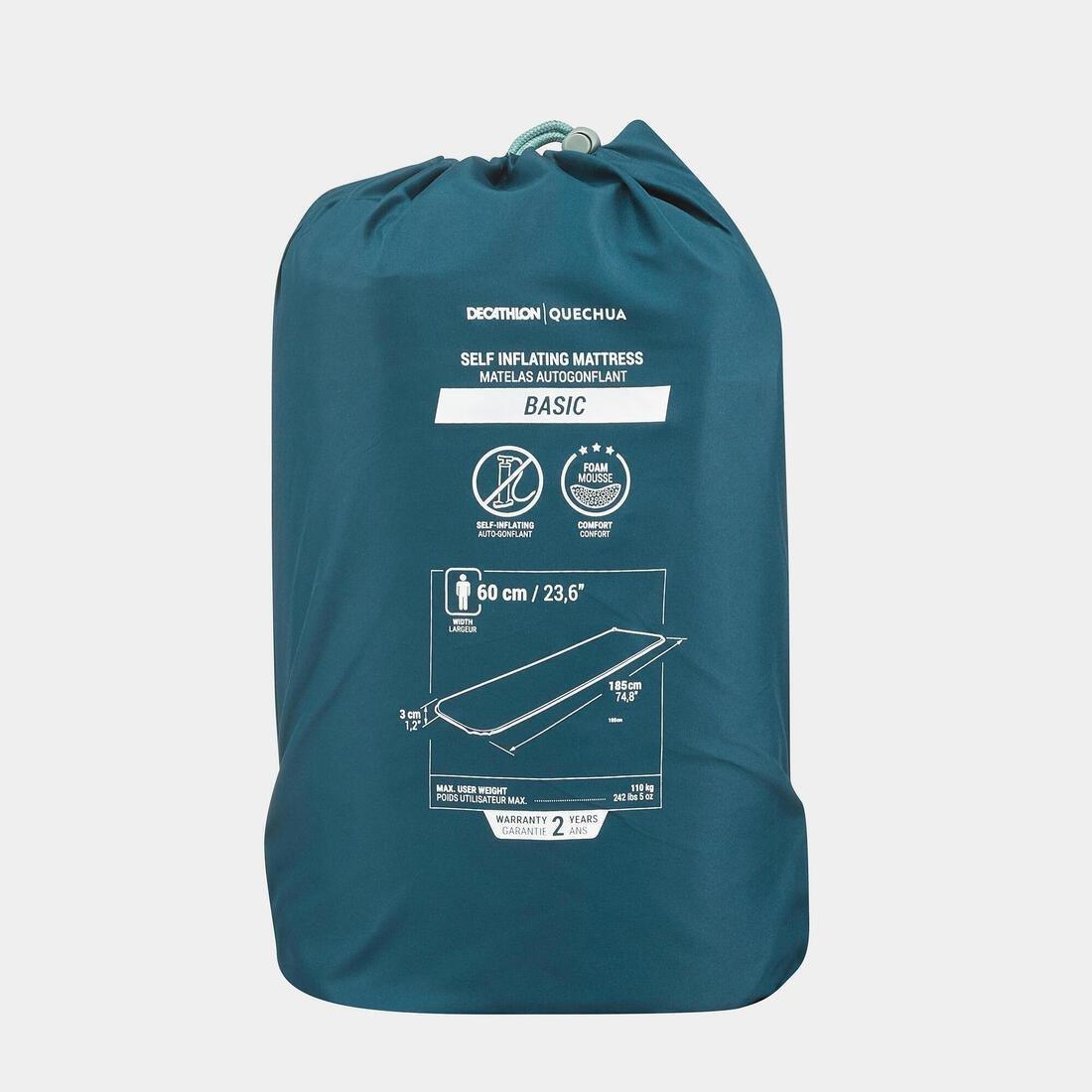 Self-Inflating Camping Mattress - Basic 1 Person, Dark Petrol Blue, No Color, large image number 2