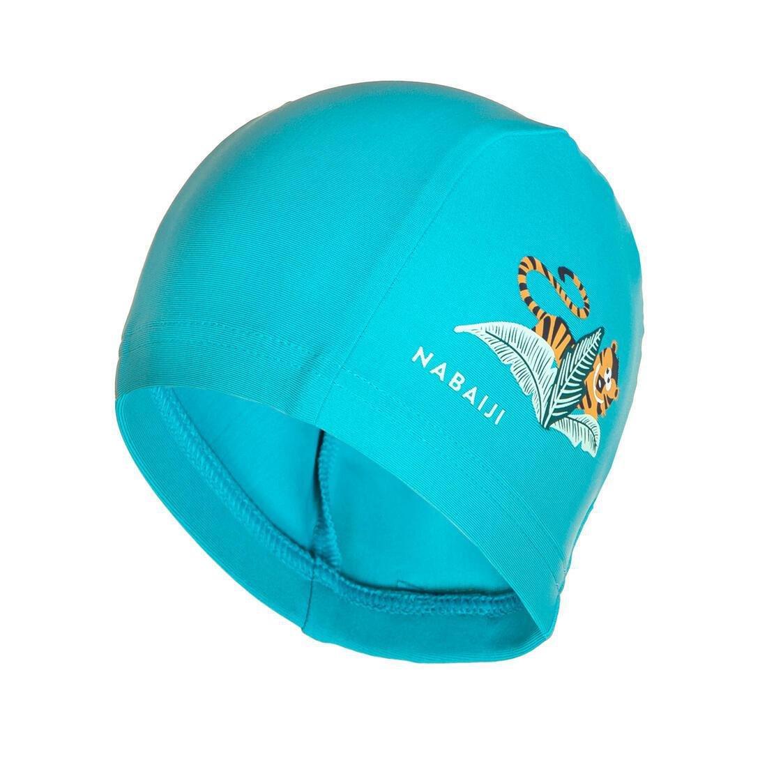Kids Unisex Printed Mesh Swimming Cap Flamingo, Turquoise Blue, No Color, large image number 13