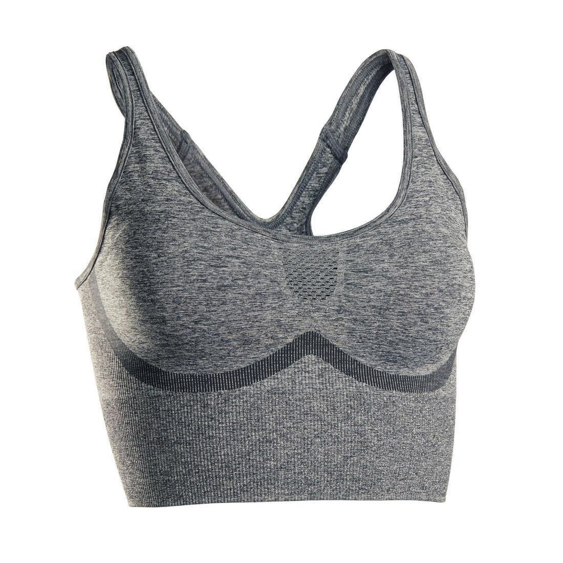 KIMJALY - Seamless Long Dynamic Yoga Sports Bra, Grey