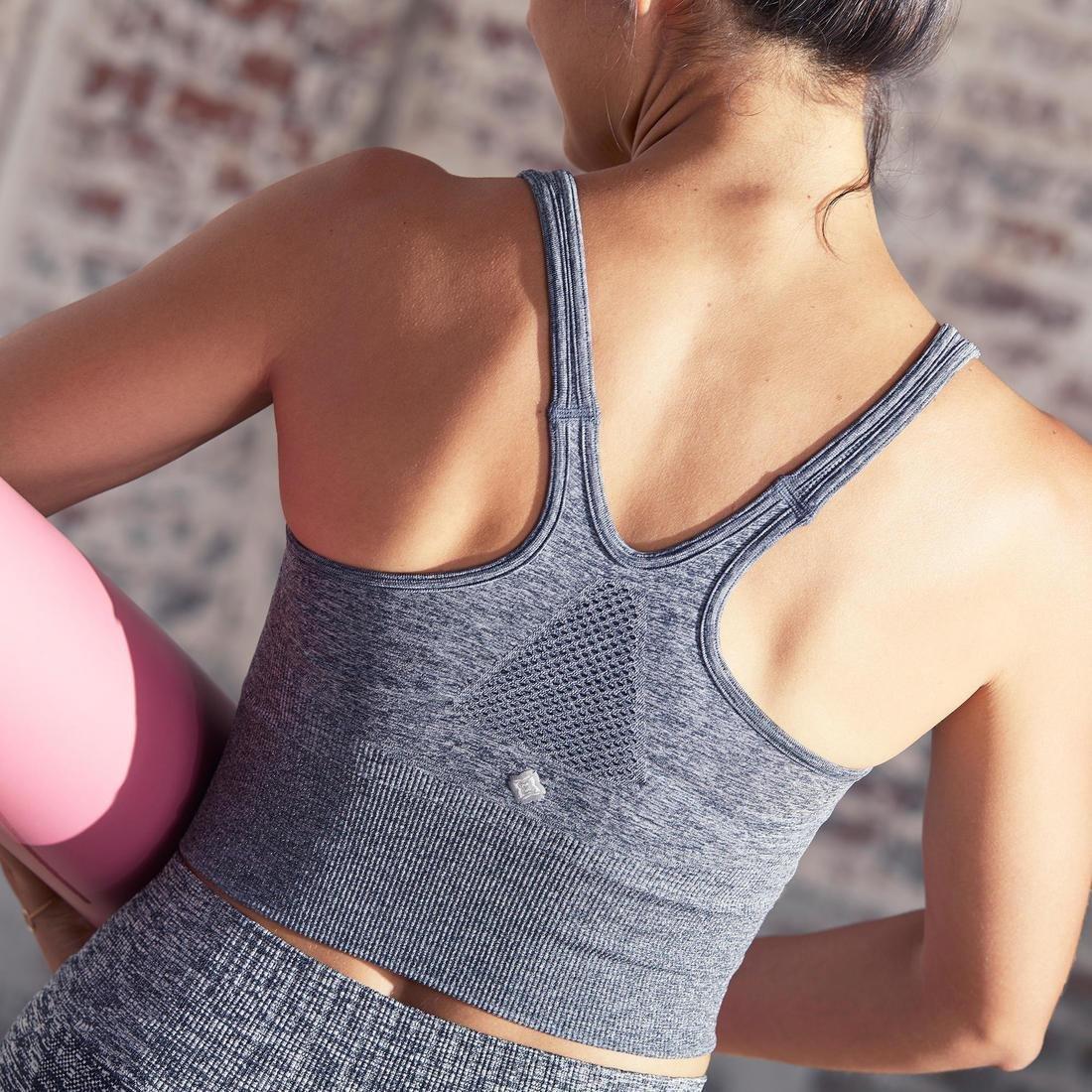 Seamless Long Dynamic Yoga Sports Bra, Grey, , large image number 6