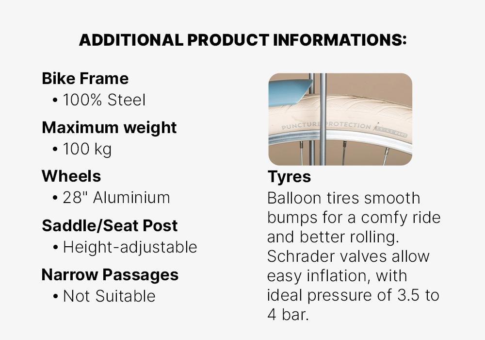 Elops 520 Low Frame City Bike, Faded Denim, No Color, medium