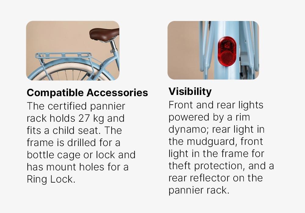 Elops 520 Low Frame City Bike, Faded Denim, No Color, medium