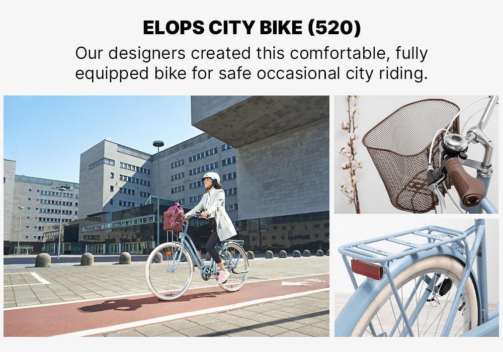 Elops 520 Low Frame City Bike, Faded Denim, No Color, medium
