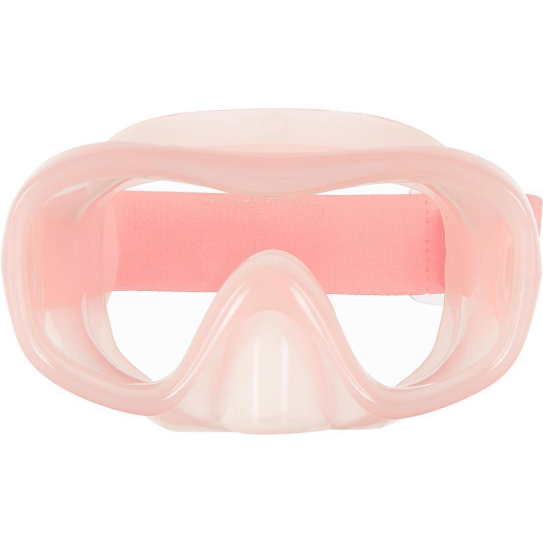 SUBEA - Adult Diving Snorkelling Kit - Mask and Snorkel - 100, Fluo pale peach