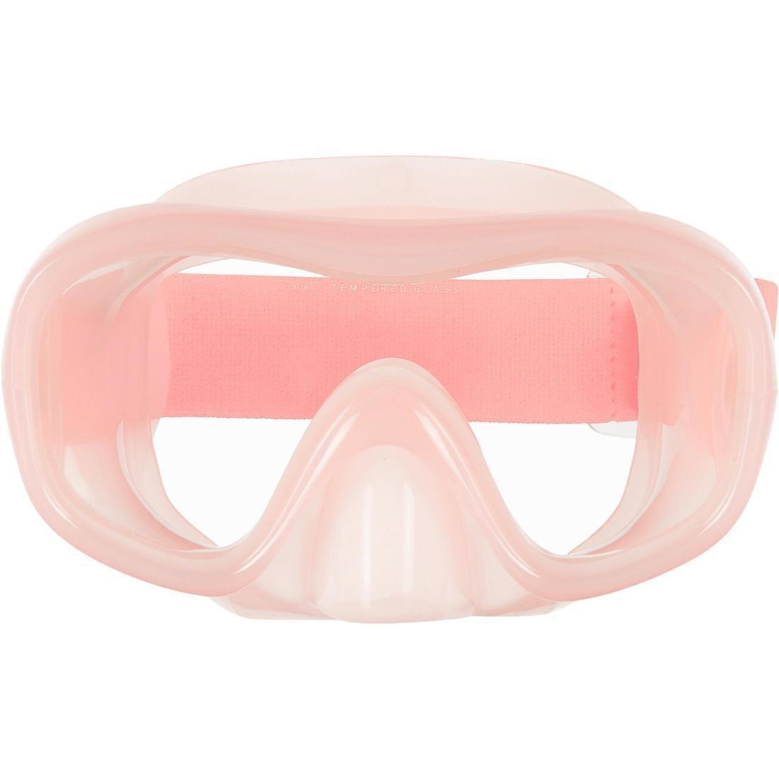 FLUO FLAME ORANGE Adult Snorkelling Diving Kit Mask and Snorkel 100, No Color, large image number 5