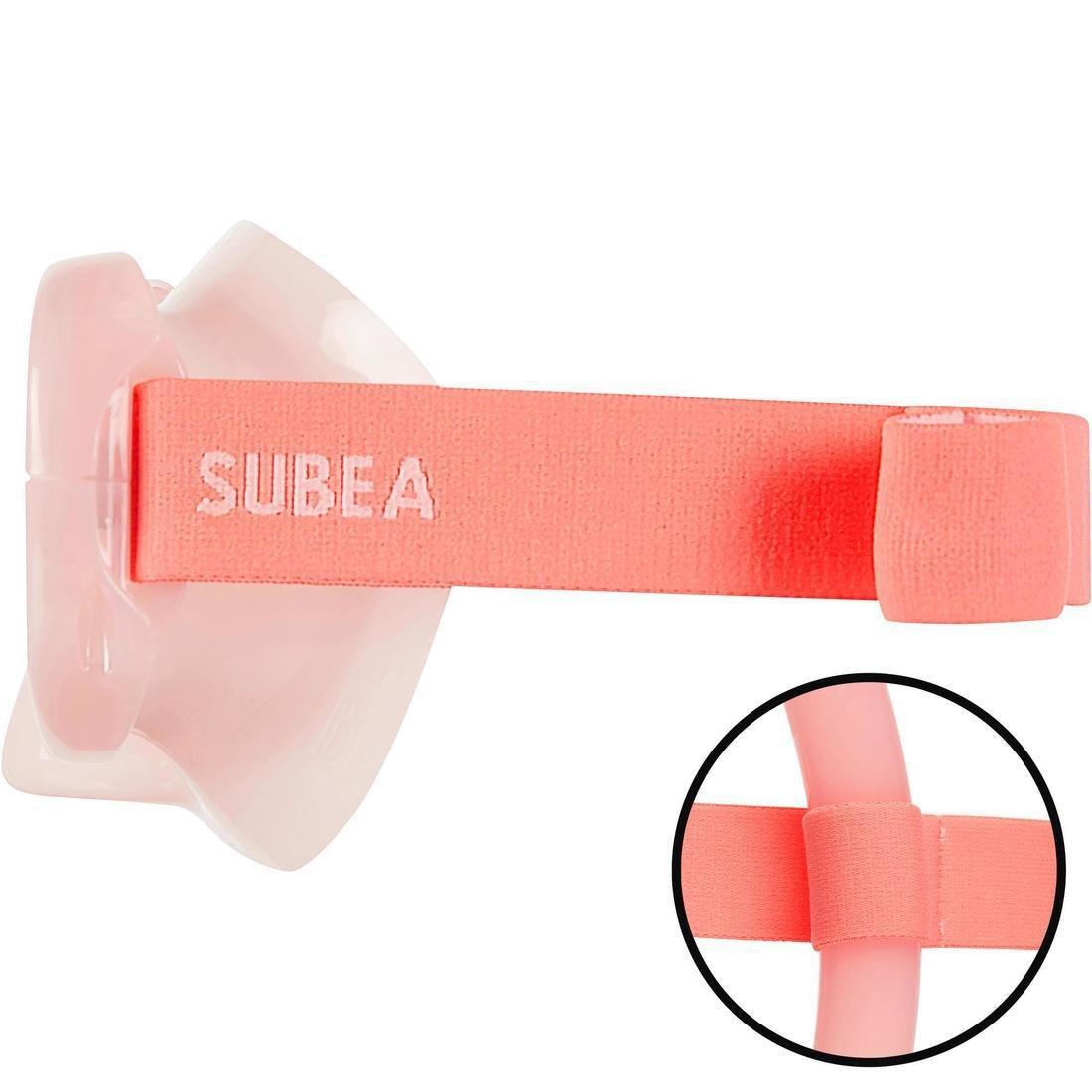 SUBEA - Adult Diving Snorkelling Kit - Mask and Snorkel - 100, Fluo pale peach