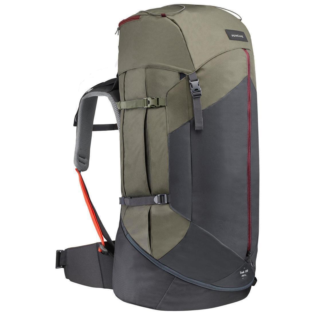 Women's Trekking Backpack, MT100 EASYFIT, Green, , large image number 0