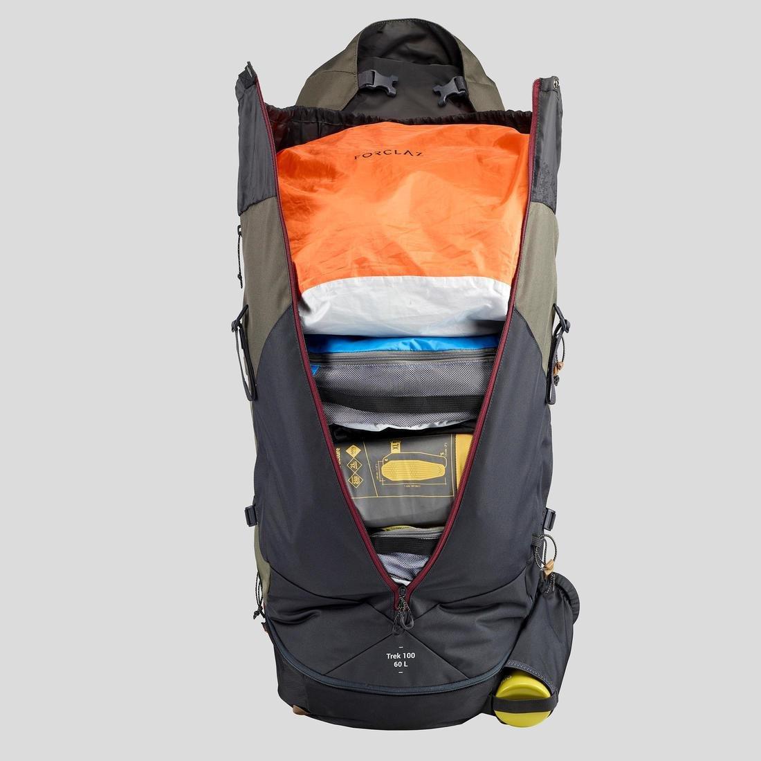 Women's Trekking Backpack, MT100 EASYFIT, Green, , large image number 6