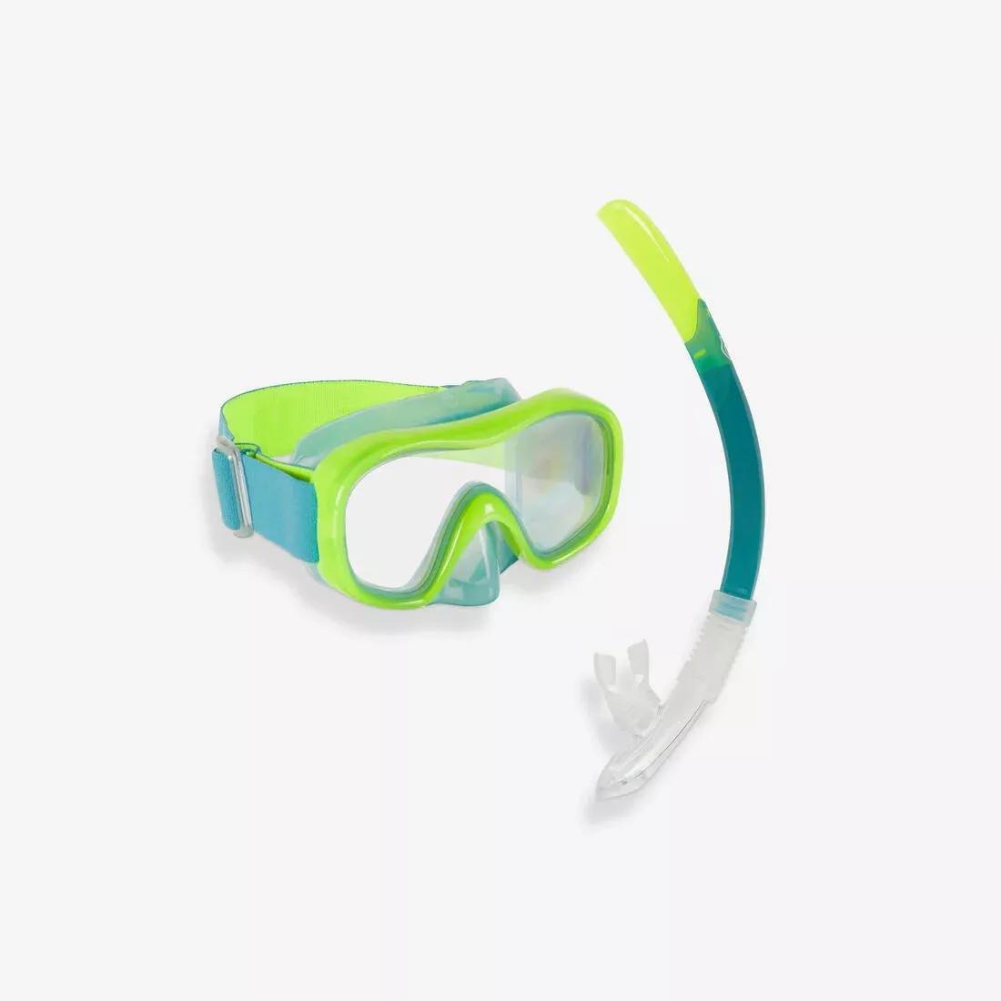 Kids' Diving snorkelling kit Mask and Snorkel SNK 520, Blue, No Color, large image number 0