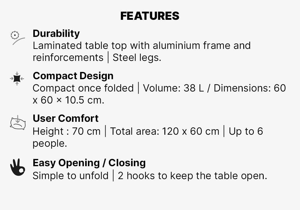 Camping Table for 4 People with 4 Seats, No Color, large image number 15