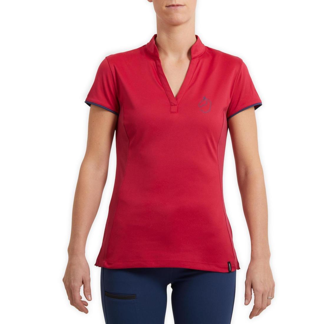 Womens Short-Sleeved Mesh Horse Riding Polo Shirt500, Deep Navy Blue, , large image number 13