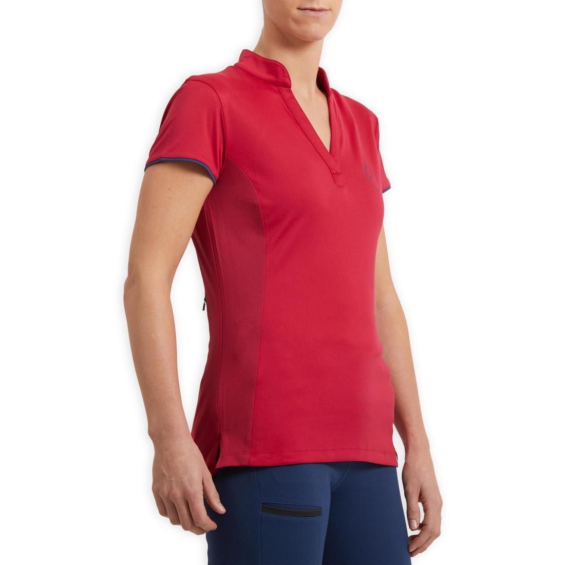 Womens Short-Sleeved Mesh Horse Riding Polo Shirt500, Deep Navy Blue, , large image number 14