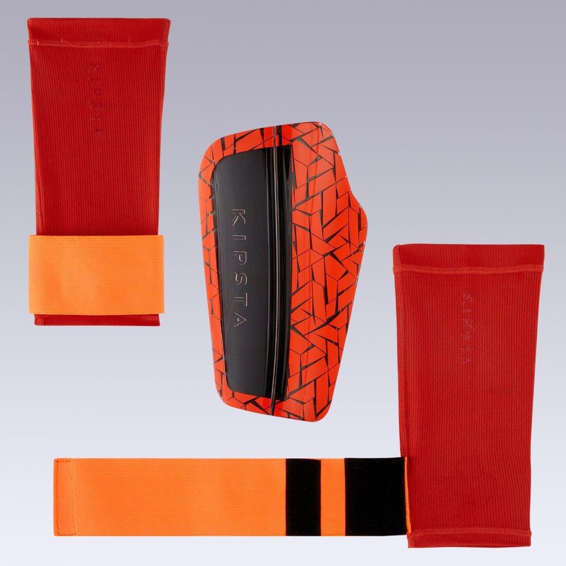 Adult Football Shin Pads 540 Traxium, Red, No Color, large image number 3
