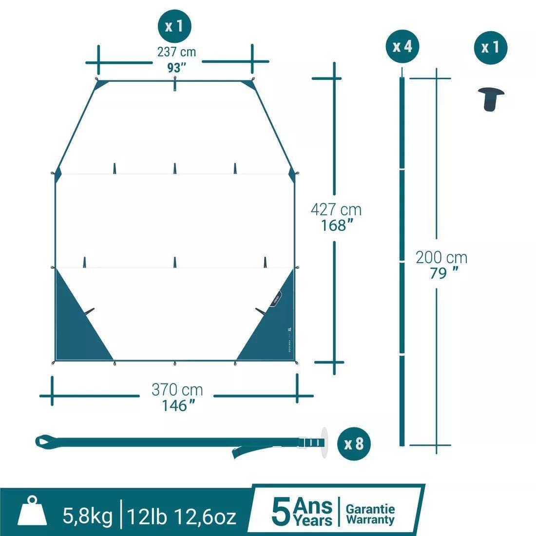 Multifunction Tarp Camping Shelter - Fresh XL, Brown, No Color, large image number 3