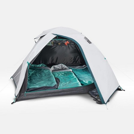 QUECHUA Camping Tent MH100 Fresh and Black - 3 Person, Iced Coffee
