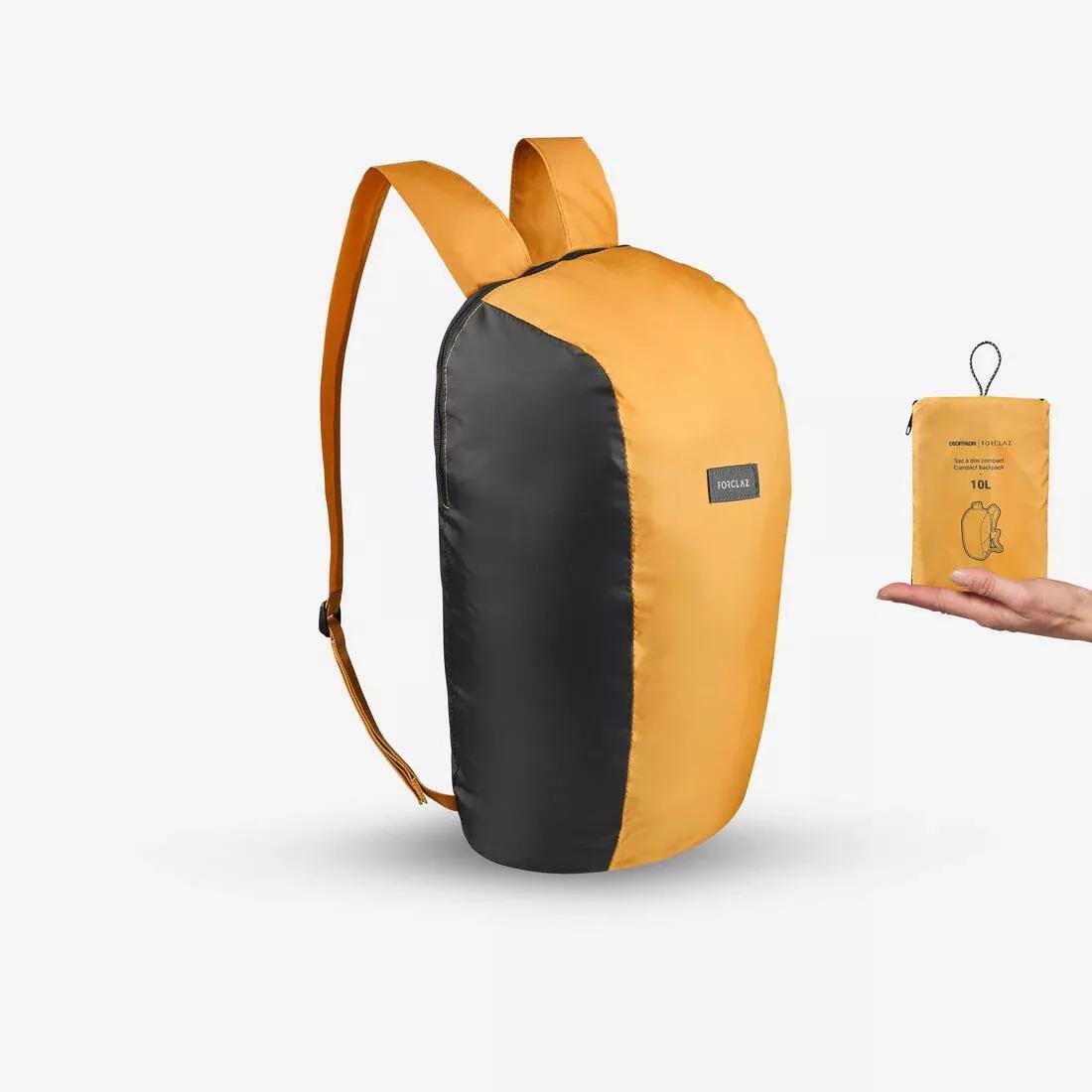 Compact Travel Trekking Backpack Travel, Yellow Ochre, No Color, large image number 1
