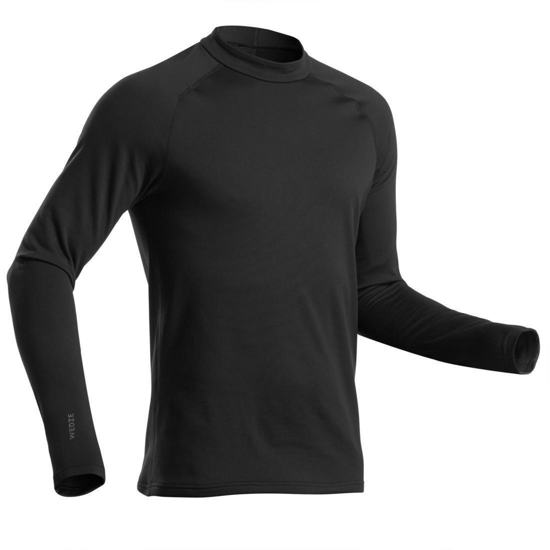 Men's Ski Base Layer Top, Black, No Color, medium