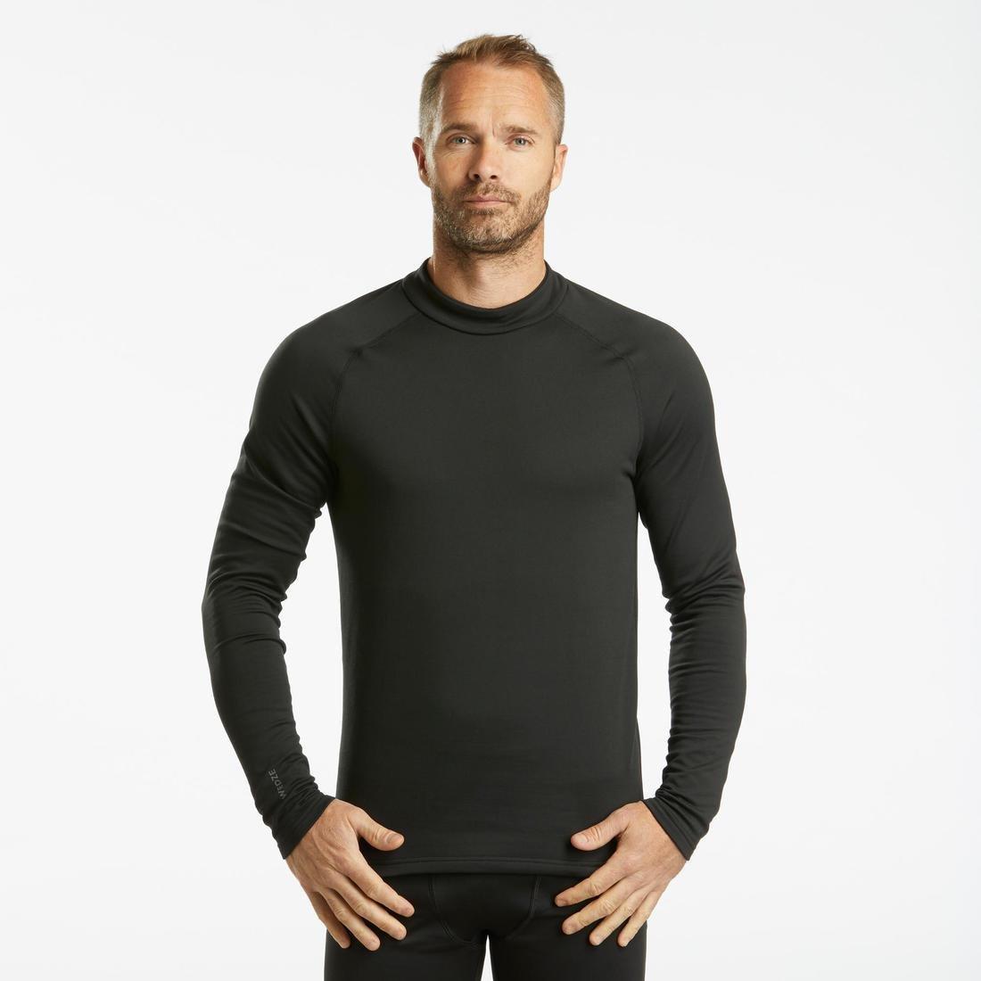 Men's Ski Base Layer Top, Black, No Color, medium