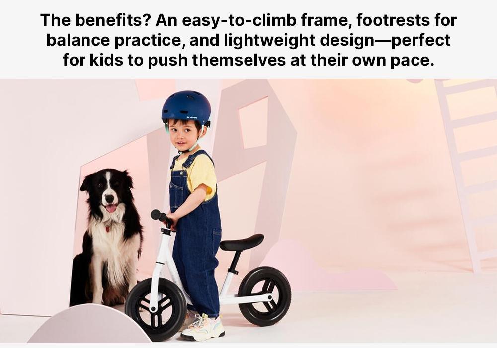 Kids Balance BikeRunride100 , Snow White, No Color, medium