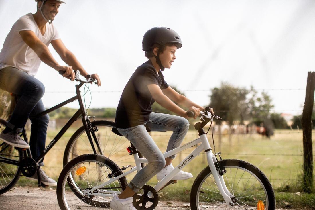 BTWIN - Kids' 20-inch robust single speed hybrid bike, white