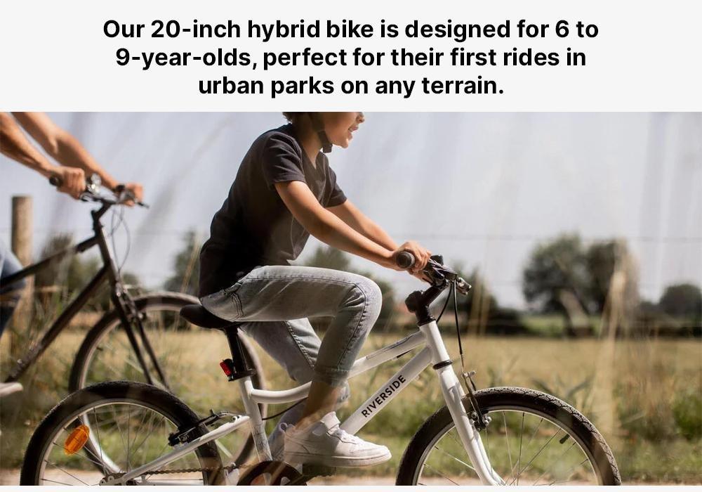 BLUE Kids' 6-9 Years 20 Hybrid Bike Riverside 100, No Color, large image number 19