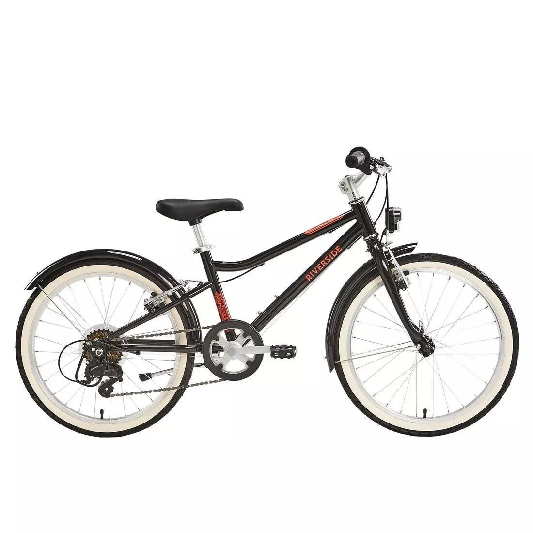 BTWIN - 20 inch kids hybrid bike riverside 500 6-9 years, BLACK