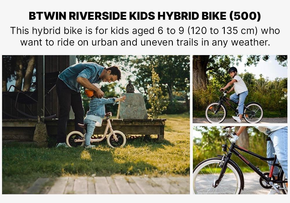 BLACK Kids' 6-9 Years 20 Hybrid Bike Riverside 500, No Color, large image number 18