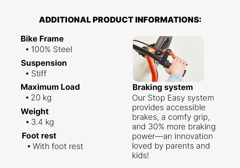 Kids Unisex Balance Bike Run Ride - 500, Orange, No Color, medium