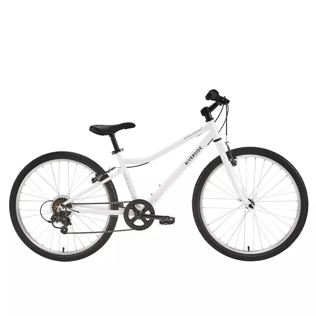 BTWIN - Kids' 24-inch robust 6-speed hybrid bike, white