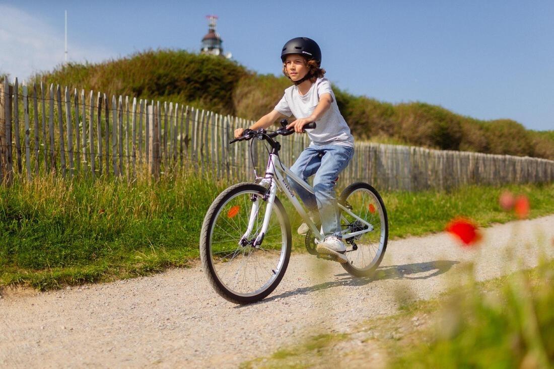 BTWIN - Kids' 24-inch robust 6-speed hybrid bike, white