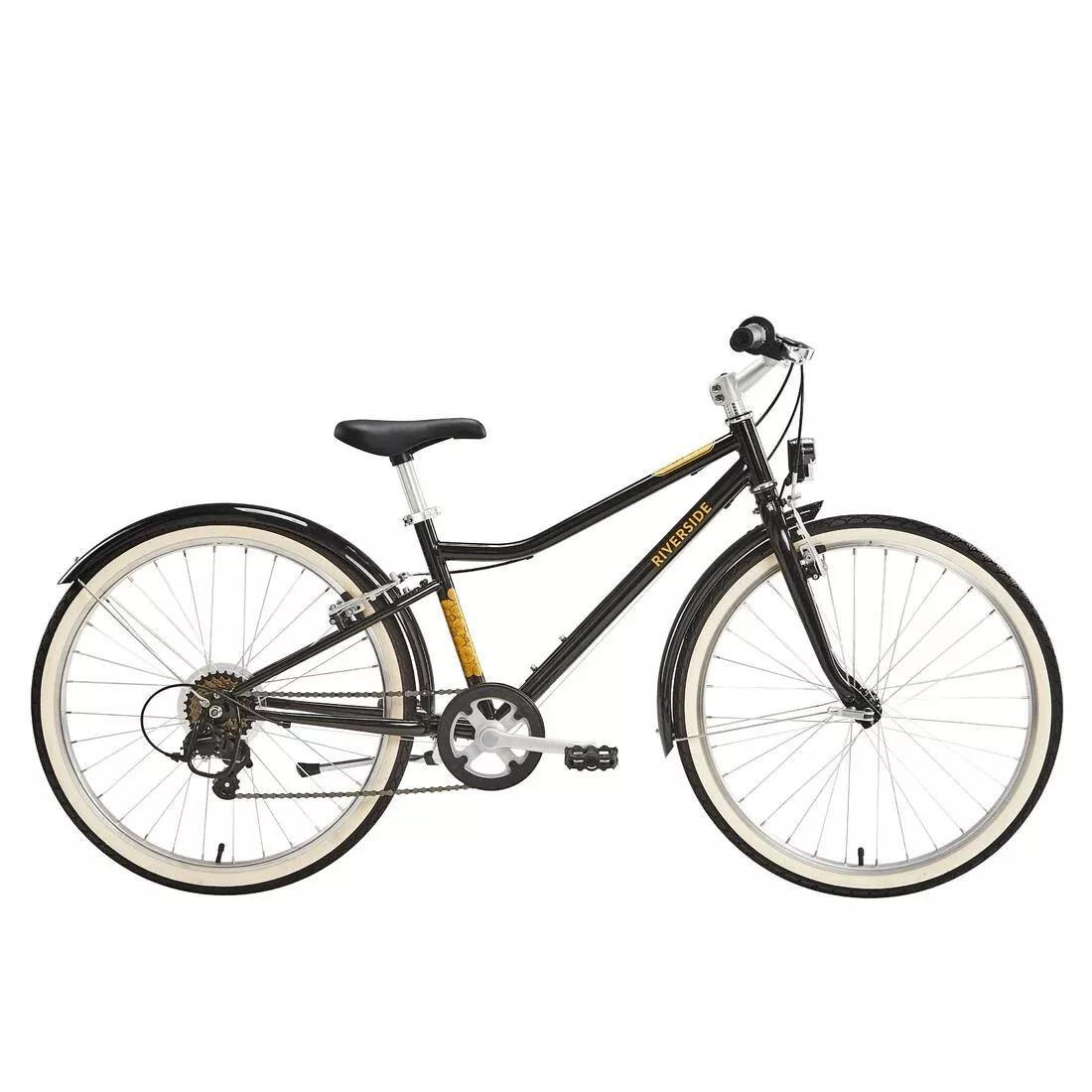 Kids Unisex 24 Inch Hybrid Bike Riverside - 500 9-12 Years, Black, No Color, large image number 0