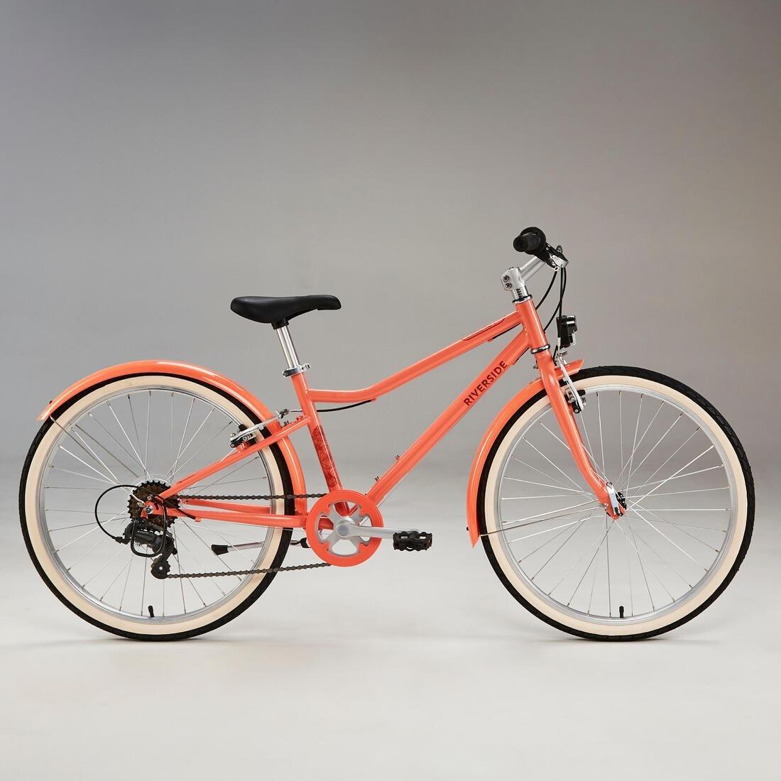 CORAL PINK Kids' 9-12 Years 24 Hybrid Bike Riverside 500, No Color, large image number 1