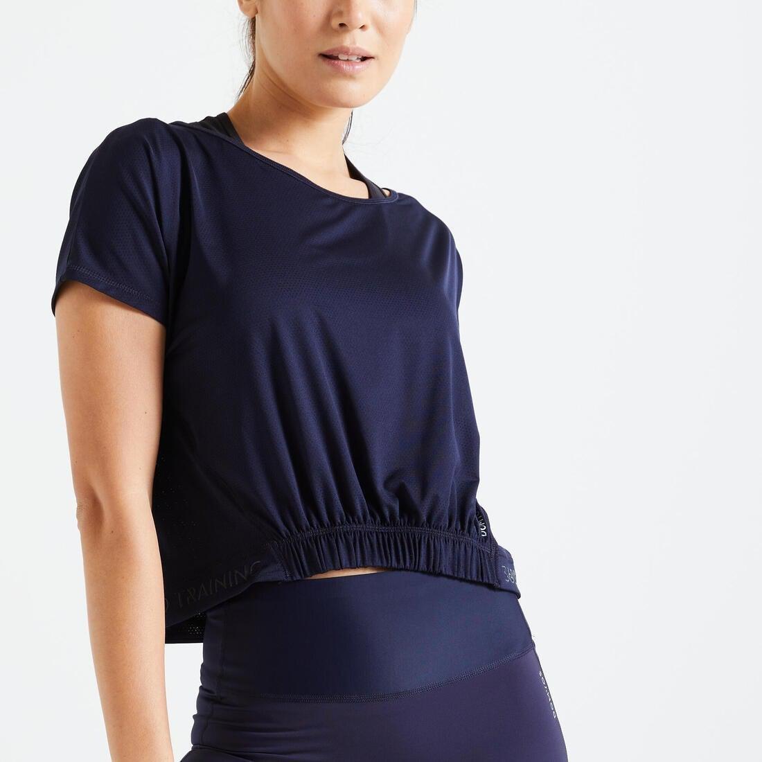 Loose Cropped Fitness T-Shirt, Black, , large image number 4