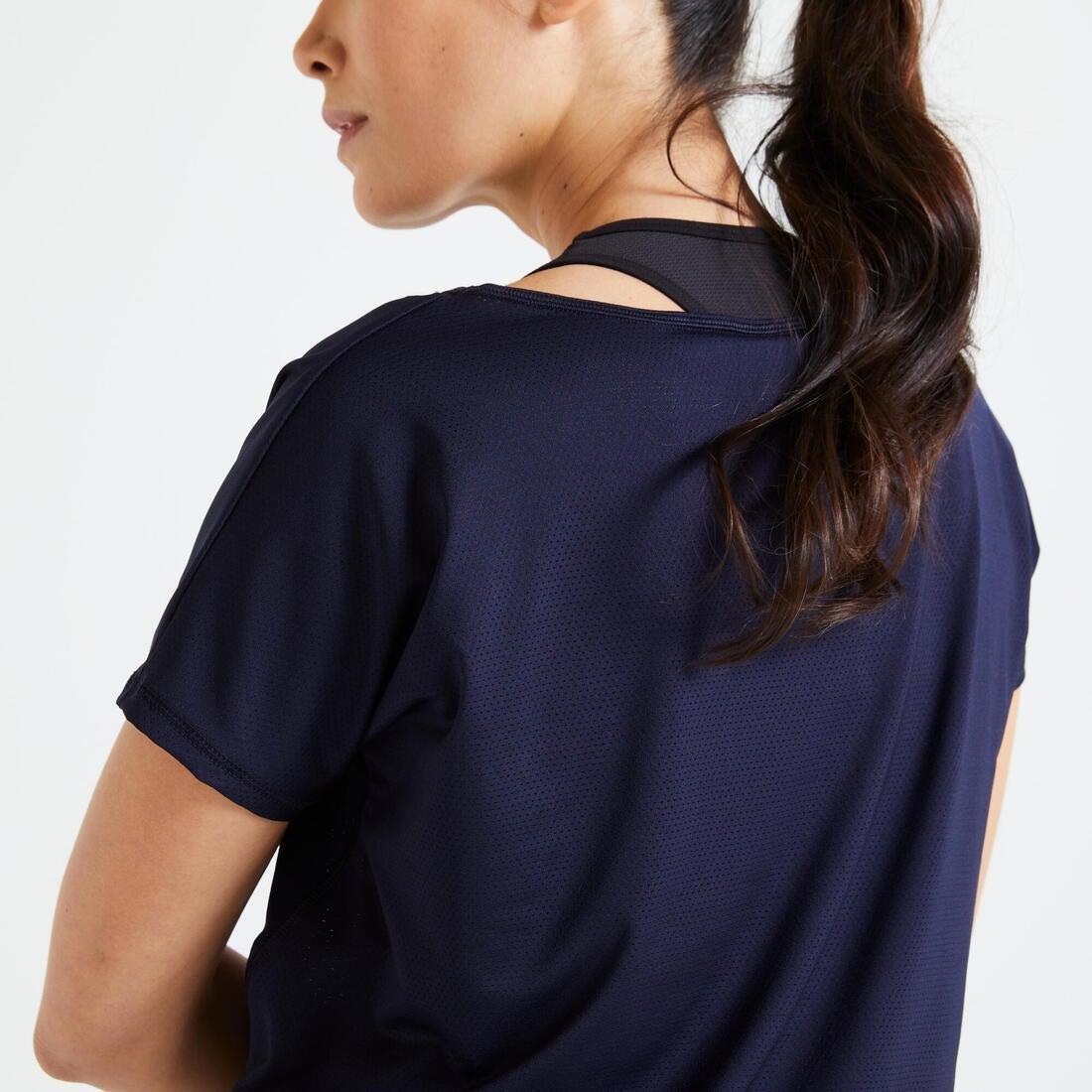 Loose Cropped Fitness T-Shirt, Black, , large image number 5