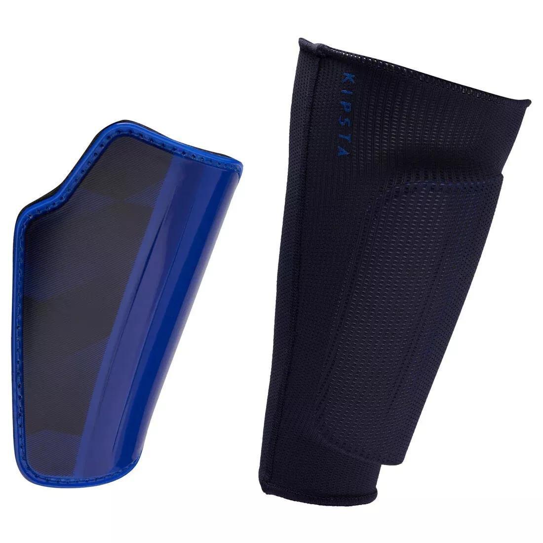 Kids Football Shin Pads F500 Viralto, Bright Indigo, , large image number 0