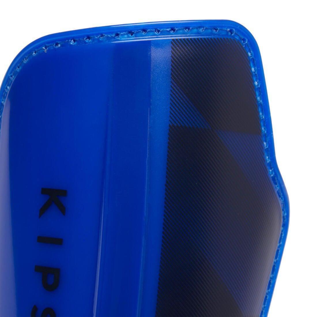 Kids Football Shin Pads F500 Viralto, Bright Indigo, No Color, large image number 4