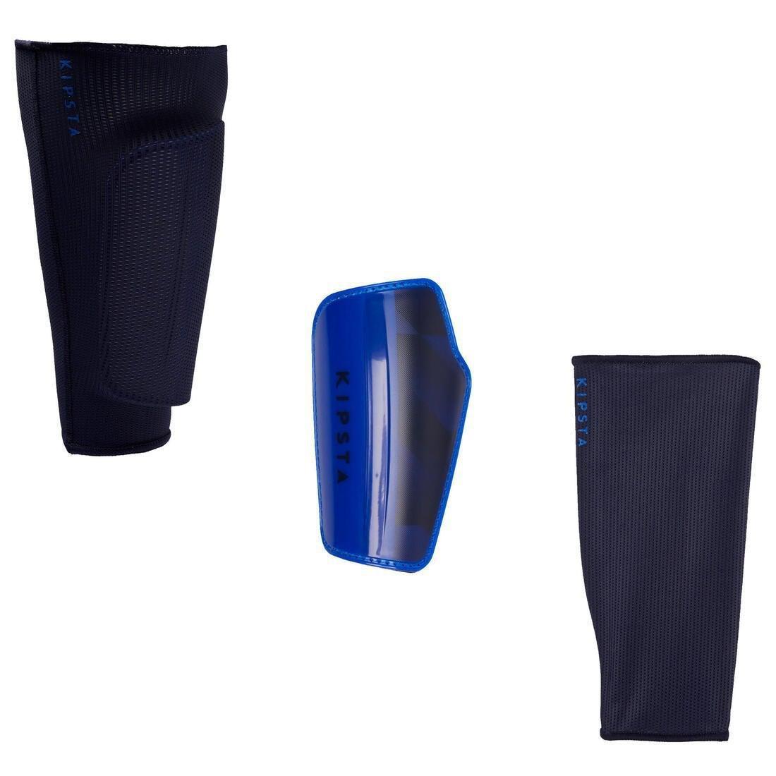 Kids Football Shin Pads F500 Viralto, Bright Indigo, No Color, large image number 5