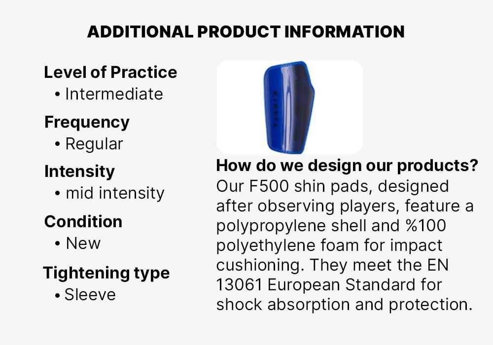 Kids Football Shin Pads F500 Viralto, Bright Indigo, No Color, medium