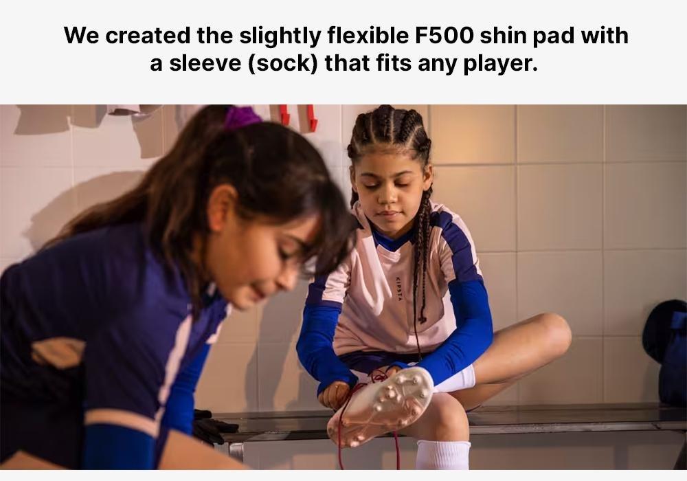 Kids Football Shin Pads F500 Viralto, Bright Indigo, No Color, medium